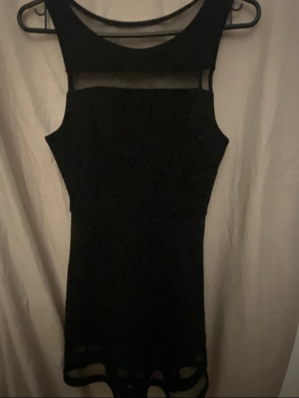 Monteau Black Mini Dress with Illusion Mesh Insets